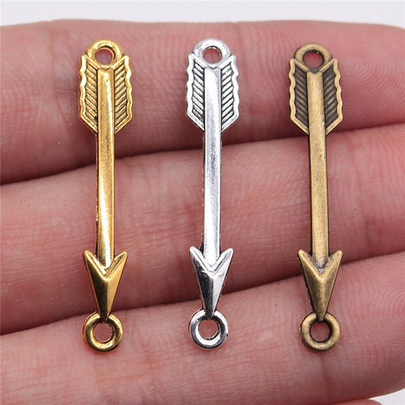 WYSIWYG 20pcs 37x6mm 3 Colors Antique Gold Color Antique Silver Color Antique Bronze Arrow Connector Charms For Jewelry Making