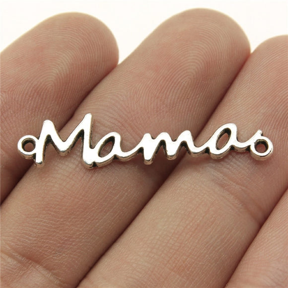 WYSIWYG 20pcs 37x8mm Word Mama Connector Pendants Jewelry Making Mama Connector Pendants Charm Mama Connector