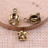 WYSIWYG 20pcs 3D Crown Charms Pendant DIY Metal Jewelry Making Antique Gold Color Antique Silver Color 8x8x13mm