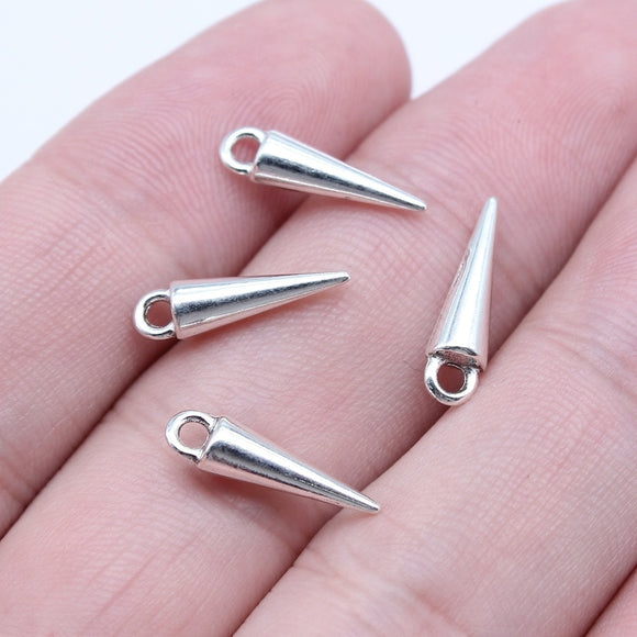 WYSIWYG 20pcs 4x16mm Antique Silver Color Cone Charms Pendant For DIY Jewelry Making Handmade Jewelry Craft Findings