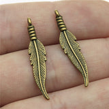 WYSIWYG 20pcs 6x31mm 4 Colors Zinc Alloy Feathers Charms DIY Jewelry Findings Jewelry Accessories Wholesale