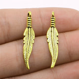 WYSIWYG 20pcs 6x31mm 4 Colors Zinc Alloy Feathers Charms DIY Jewelry Findings Jewelry Accessories Wholesale
