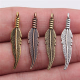 WYSIWYG 20pcs 6x31mm 4 Colors Zinc Alloy Feathers Charms DIY Jewelry Findings Jewelry Accessories Wholesale