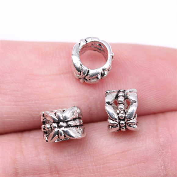 WYSIWYG 20pcs 6x8x8mm Spacer Bead Charms For Jewelry Making DIY Bracelet Making Antique Silver Color