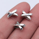 WYSIWYG 20pcs 7x10mm Antique Silver Color X Shape Big Hole Beads Hair Braid Beard Dreadlock Beads Rings Tube For Jewelry Making