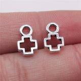 WYSIWYG 20pcs 7x12mm Charms Hollow Small Cross Antique Silver Color Alloy DIY Jewelry Making Accessories