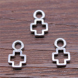 WYSIWYG 20pcs 7x12mm Charms Hollow Small Cross Antique Silver Color Alloy DIY Jewelry Making Accessories