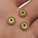 WYSIWYG 20pcs 7x7x2mm Charm Beads Spacer Round Spacer Beads Antique Silver Color Spacer Beads Fit Charm Findings Jewelry Making