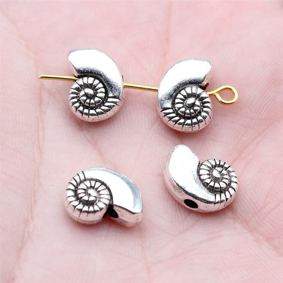 WYSIWYG 20pcs 8x11mm Antique Silver Color Conch Charms Beads Shell Beads Charms Zinc Alloy Conch Beads Jewelry Findings EF3940