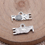 WYSIWYG 20pcs 8x16mm Antique Silver Color Golf Fore Charms Pendant For DIY Jewelry Making Handmade Jewelry Craft Findings