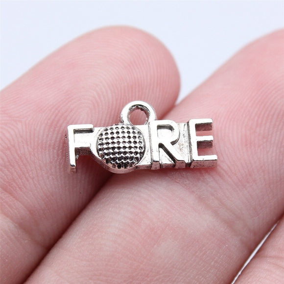 WYSIWYG 20pcs 8x16mm Antique Silver Color Golf Fore Charms Pendant For DIY Jewelry Making Handmade Jewelry Craft Findings