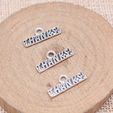 WYSIWYG 20pcs 8x19mm Antique Silver Color Thank You Thanks Plaque Charms For Jewelry Making