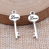 WYSIWYG 20pcs 8x23mm Antique Silver Color Love Key Charms Pendant For DIY Jewelry Making Handmade Jewelry Craft Findings