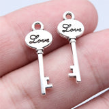 WYSIWYG 20pcs 8x23mm Antique Silver Color Love Key Charms Pendant For DIY Jewelry Making Handmade Jewelry Craft Findings