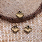 WYSIWYG 20pcs 8x7mm 2 Colors Antique Silver Color Antique Bronze Plated Tiny Heart Charm Small Heart Charms