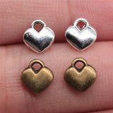 WYSIWYG 20pcs 8x7mm 2 Colors Antique Silver Color Antique Bronze Plated Tiny Heart Charm Small Heart Charms