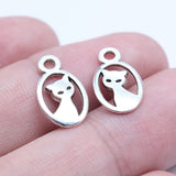 WYSIWYG 20pcs 9x16mm Antique Silver Color Double-Sided Cat Charms Pendant For DIY Jewelry Making EF3787