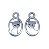 WYSIWYG 20pcs 9x16mm Antique Silver Color Double-Sided Cat Charms Pendant For DIY Jewelry Making EF3787