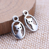WYSIWYG 20pcs 9x16mm Antique Silver Color Double-Sided Cat Charms Pendant For DIY Jewelry Making EF3787