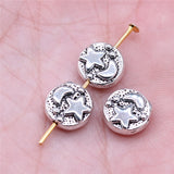 WYSIWYG 20pcs 9x9mm Moon Star Beads For Jewelry Making DIY Bracelet Making Antique Silver Color