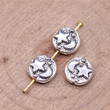 WYSIWYG 20pcs 9x9mm Moon Star Beads For Jewelry Making DIY Bracelet Making Antique Silver Color