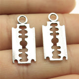 WYSIWYG 20pcs Alloy Silver Color Razor Blade Charms Bracelet Necklace Pendant Charms For Jewelry Making Handmade Craft 24x11mm