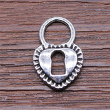 WYSIWYG 20pcs Antique Silver Color 12x17mm Love Lock Charms Pendant For Jewelry Making Diy Jewelry Findings