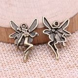 WYSIWYG 20pcs Antique Silver Color Angel Charm Pendants Jewelry Making Handmade Jewelry Diy Accessories 22x14mm