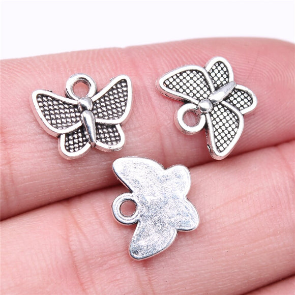 WYSIWYG 20pcs Charms 13x10mm Butterfly Charms For Jewelry Making DIY Jewelry Findings Antique Silver Color Alloy Charms Pendant