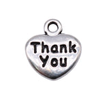 WYSIWYG 20pcs Charms 13x11mm Thank You Heart Charms For Jewelry Making DIY Jewelry Findings Antique Silver Color Alloy Charms