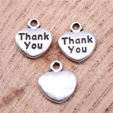 WYSIWYG 20pcs Charms 13x11mm Thank You Heart Charms For Jewelry Making DIY Jewelry Findings Antique Silver Color Alloy Charms