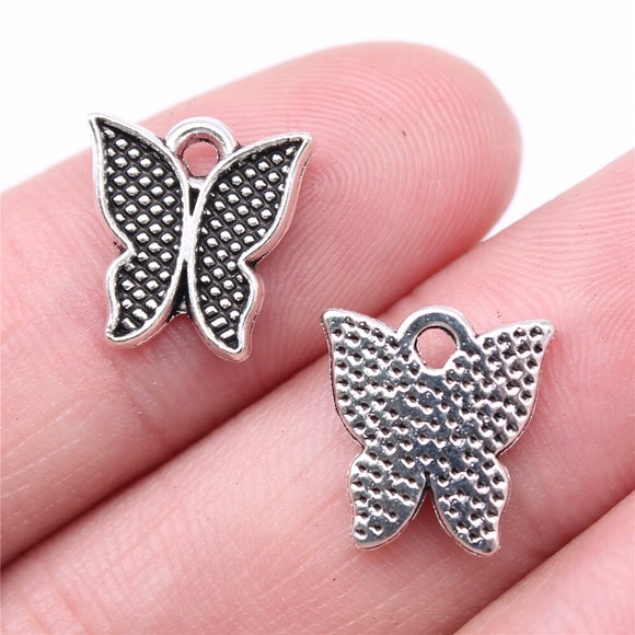 WYSIWYG 20pcs Charms 13x12mm Butterfly Charms For Jewelry Making DIY Jewelry Findings Antique Silver Color Alloy Charms Pendant