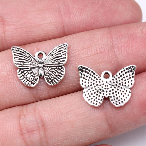 WYSIWYG 20pcs Charms 13x18mm Butterfly Charms For Jewelry Making DIY Jewelry Findings Antique Silver Color Alloy Charms Pendant EF3913