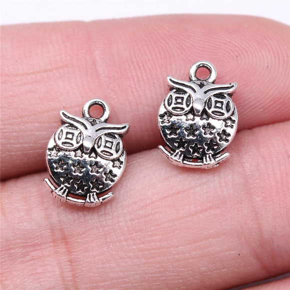 WYSIWYG 20pcs Charms 13x9mm Owl Charms For Jewelry Making DIY Jewelry Findings Antique Silver Color Alloy Charms Pendant