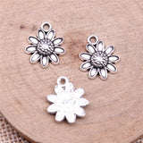 WYSIWYG 20pcs Charms 15x13mm Flower Charms For Jewelry Making DIY Jewelry Findings Antique Silver Color Alloy Charms Pendant