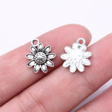 WYSIWYG 20pcs Charms 15x13mm Flower Charms For Jewelry Making DIY Jewelry Findings Antique Silver Color Alloy Charms Pendant