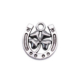 WYSIWYG 20pcs Charms 16x15mm Lucky Clover Horse Shoe Charms For Jewelry Making DIY Jewelry Findings Antique Silver Color Charms
