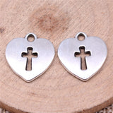 WYSIWYG 20pcs Charms 17x16mm Heart Cross Charms For Jewelry Making DIY Jewelry Findings Antique Silver Color Charms
