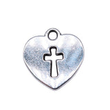 WYSIWYG 20pcs Charms 17x16mm Heart Cross Charms For Jewelry Making DIY Jewelry Findings Antique Silver Color Charms