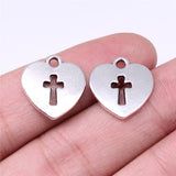 WYSIWYG 20pcs Charms 17x16mm Heart Cross Charms For Jewelry Making DIY Jewelry Findings Antique Silver Color Charms