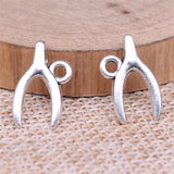 WYSIWYG 20pcs Charms 17x9mm Wish Bone Charms For Jewelry Making Antique Silver Color DIY Jewelry Findings Pendant