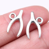 WYSIWYG 20pcs Charms 17x9mm Wish Bone Charms For Jewelry Making Antique Silver Color DIY Jewelry Findings Pendant
