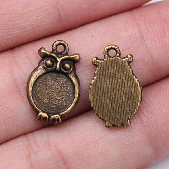 WYSIWYG 20pcs Charms 18x12mm Owl Charms For Jewelry Making DIY Jewelry Findings Antique Bronze Color Alloy Charms Pendant