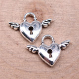 WYSIWYG 20pcs Charms 18x13mm Heart Wing Charms For Jewelry Making DIY Jewelry Findings Antique Silver Color Alloy Charms Pendant
