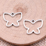 WYSIWYG 20pcs Charms 18x14mm Hollow Butterfly Charms For Jewelry Making DIY Jewelry Findings Antique Silver Color Alloy Charms