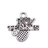 WYSIWYG 20pcs Charms 18x17mm I Love Tennis Charms For Jewelry Making Antique Silver Color DIY Jewelry Findings Pendant