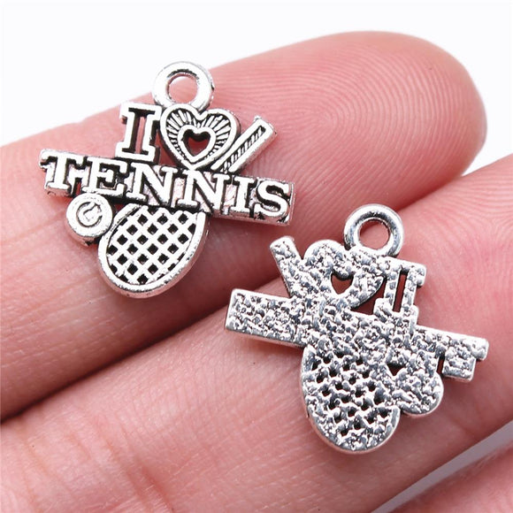 WYSIWYG 20pcs Charms 18x17mm I Love Tennis Charms For Jewelry Making A bearjewelry