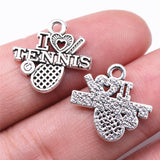 WYSIWYG 20pcs Charms 18x17mm I Love Tennis Charms For Jewelry Making Antique Silver Color DIY Jewelry Findings Pendant