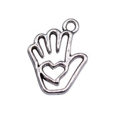 WYSIWYG 20pcs Charms 19x14mm Heart Palms Charms For Jewelry Making Antique Silver Color DIY Jewelry Findings Pendant