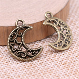 WYSIWYG 20pcs Charms 19x14mm Moon Star Charms For Jewelry Making DIY Jewelry Findings Antique Silver Color Alloy Charms Pendant